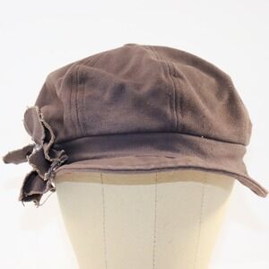 August Hat Newsboy Cap OS Brown Womens Flower Jewel Canvas Painter